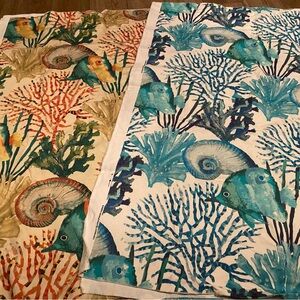 Lot of Colorful Nautical Fabric with Fish and Coral Design